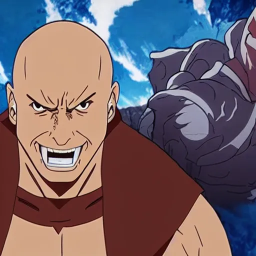 Prompt: Dwayne Johnson in Demon Slayer anime