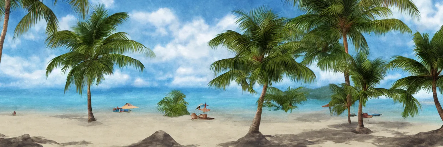 Image similar to Rendering of a tropical beach scene