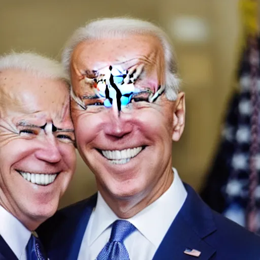 Image similar to A photo of joe biden teams up with a teenage joe biden, perfect faces, 50 mm, award winning photography