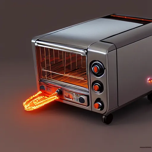 Prompt: toaster oven robot, mechanical, machine, octane render, concept art, sharp focus, hyper - realistic, intricate, detailed, eduard pronin, luka mivsek, ruan jia, orange tint