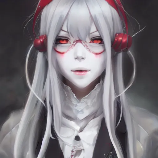 Image similar to anime portrait of a ghoul as an anime girl by Stanley Artgerm Lau, WLOP, Rossdraws, James Jean, Andrei Riabovitchev, Marc Simonetti, and Sakimichan, trending on artstation