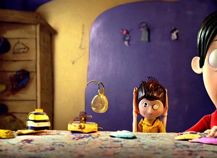 Image similar to a very high resolution image from a new movie. stop motion. coraline. directed by wes anderson