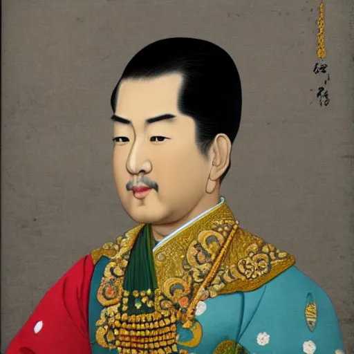 Prompt: sri sultan hamengkubuwono ix, utamaro kitagawa and raden saleh style