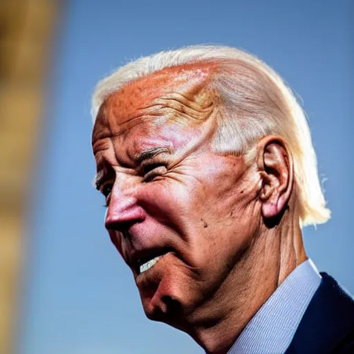 Image similar to closeup of Joe Biden with his tongue sticking out