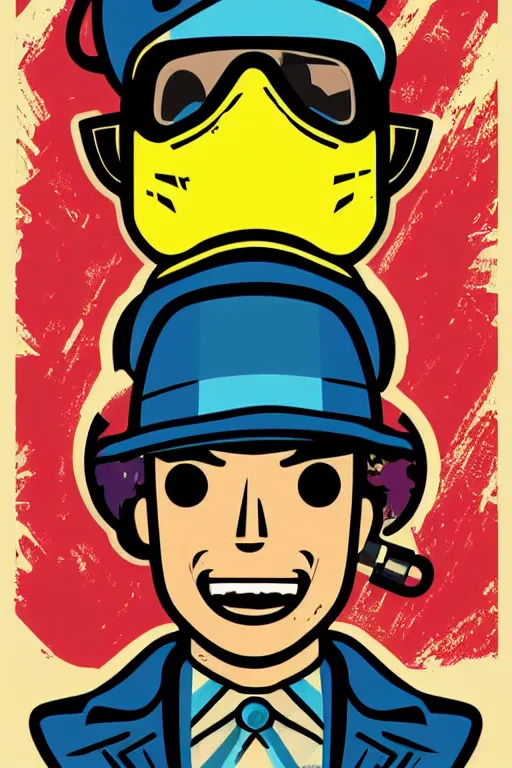 Image similar to fallout 7 6 retro futurist illustration art by butcher billy, sticker, colorful, illustration, highly detailed, simple, smooth and clean vector curves, no jagged lines, vector art, smooth andy warhol style