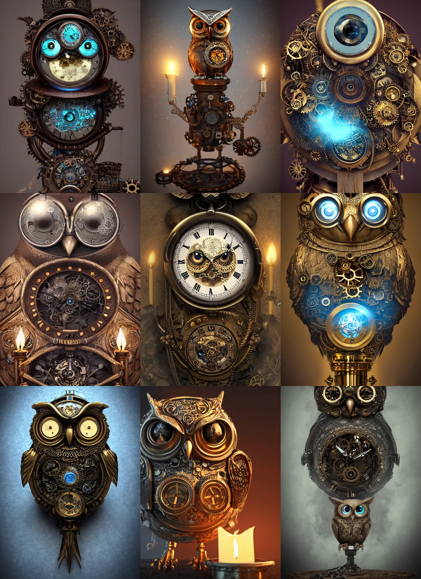 Prompt: steampunk owl pocketwatch, intricate detail, volumetric lighting, epic composition, hyper detailed, ultra realistic, sharp focus, octane render, candle, blue moon, volumetric, ray tracing, artstation trending, cgsociety, sense of awe, swirling mist, 4 k