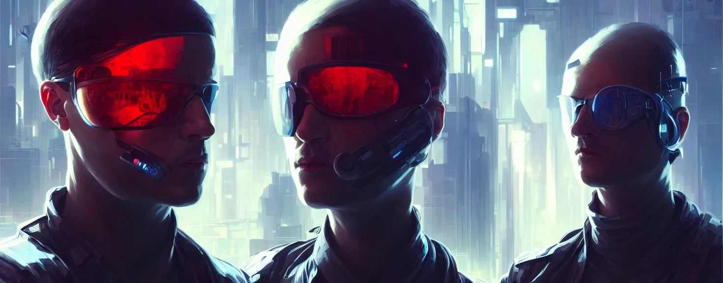 Image similar to Hacker cyberpunk man portrait, highly detailed, digital painting, artstation, concept art, smooth, sharp focus, illustration, art by artgerm and greg rutkowski and alphonse mucha