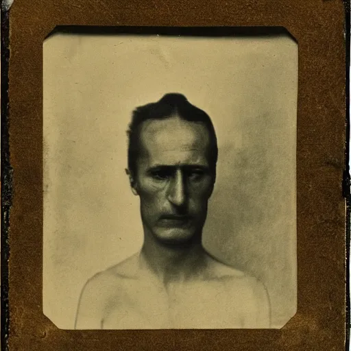 Prompt: Tintype photograph of a work of art by Marcel Duchamp displayed in an ethnographic museum, archive material, anthropology, 1920s studio lighting.