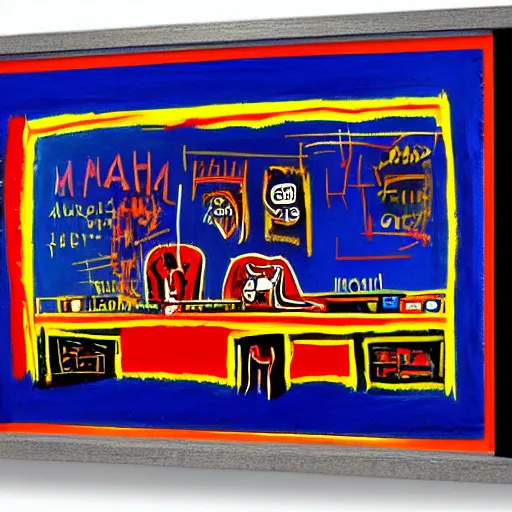 Prompt: Nighthawks in the style of Jean-Michel Basquiat