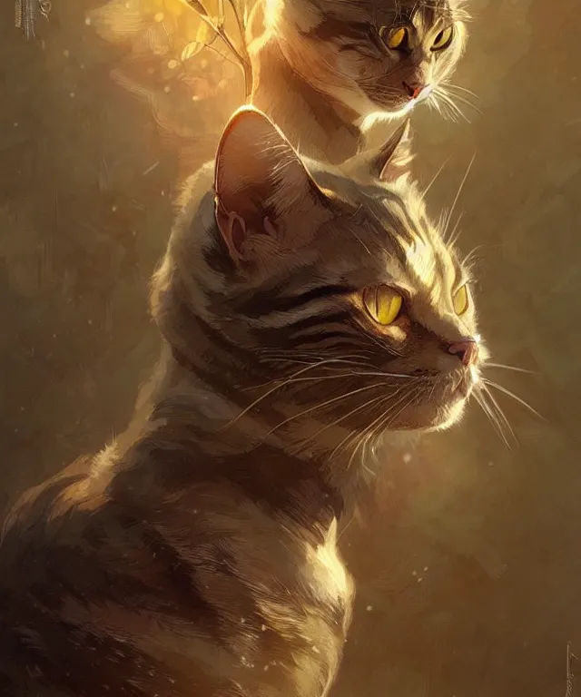 Image similar to A very angry cat, fantasy, intricate, elegant, highly detailed, digital painting, artstation, concept art, smooth, sharp focus, illustration, art by artgerm and greg rutkowski and alphonse mucha