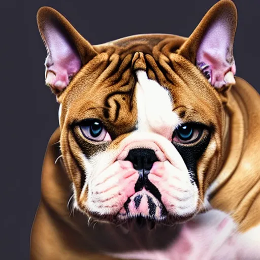 Image similar to a feline bulldog - cat - hybrid, animal photography