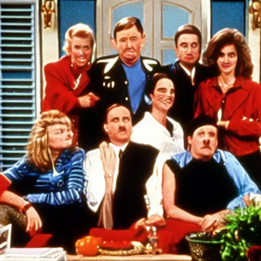 Prompt: A still of Hitler in the 1980s sitcom Full House