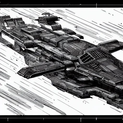 Image similar to full page scan of a sci-fi hellicarrier, stealth technology, blueprint, homeworld ship, military, style of yoji shinkawa, crosshatching, concept art, trending on art station, epic scale + wide angle, rule of thirds, blender, cinematic lighting, hard surface, shadows, depth, art and soul, insdustrial factory, desaturated, 8K matte, poor lighting, concept in the style of blame! manga