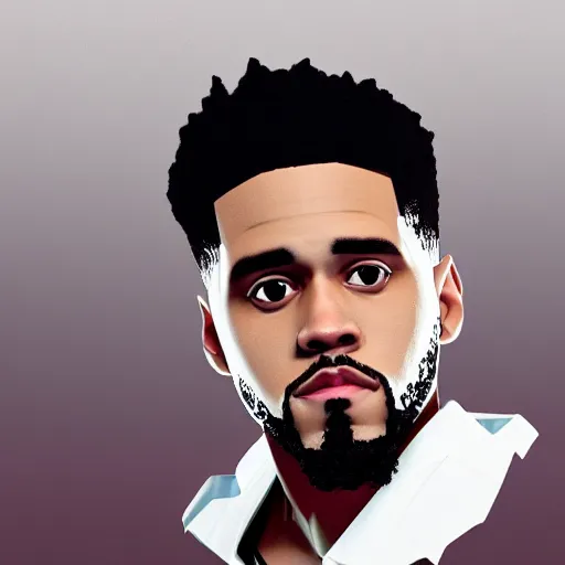 Image similar to 3 d low poly render of jcole, ultra hd, white background