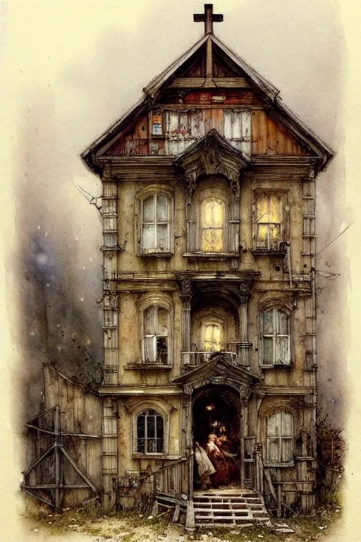 Image similar to (((((a multistory ramshackle Chapel))))) by Jean-Baptiste Monge!!!!!!!!!!!!!!!!!!!!!!!!!!!