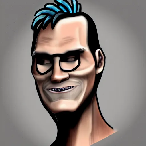 Image similar to jerma as a homestuck troll, gray skin, detailed portrait