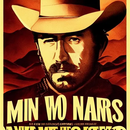 Image similar to movie poster of the man with no name, in the style of sergio leone and john ford, spaghetti western, hd, detailed, epic