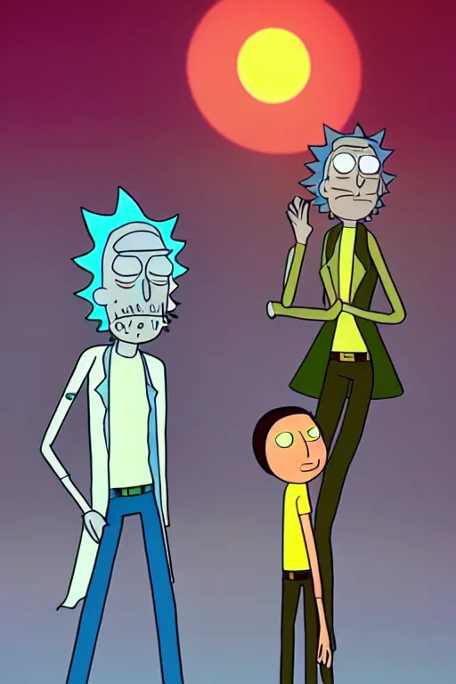 Image similar to a dramatic lighting photo of rick and morty as claymation