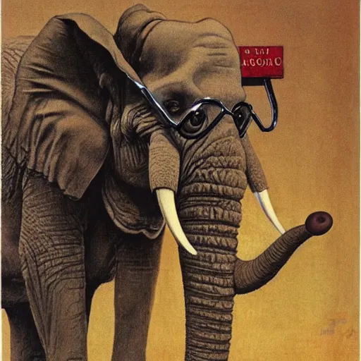 Prompt: an elephant-headed aviator, art by Norman Rockwell