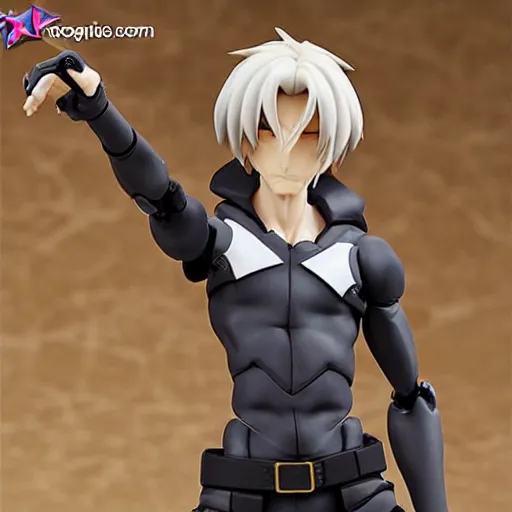 Image similar to famous Twitch.tv streamer xqc as a Figma anime figurine. Posable PVC action figurine. Detailed artbreeder face. Full body 12-inch Figma anime statue.