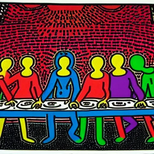 Image similar to The last supper, by Keith Haring