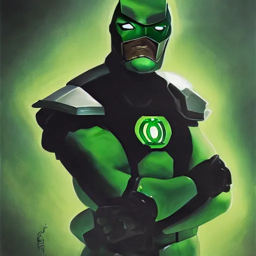 Image similar to greg manchess portrait painting of armored green lantern as overwatch character, medium shot, asymmetrical, profile picture, organic painting, sunny day, matte painting, bold shapes, hard edges, street art, trending on artstation, by huang guangjian and gil elvgren and sachin teng