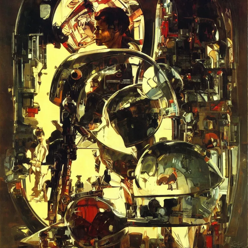 Prompt: a bunny made of mirrors. highly detailed science fiction painting by norman rockwell, frank frazetta, and syd mead. rich colors, high contrast, gloomy atmosphere, dark background. trending on artstation