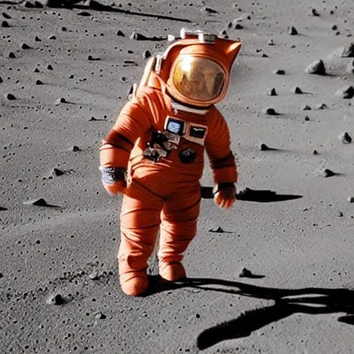 Image similar to cat wearing a spacesuit while walking on mars