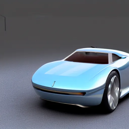 Prompt: An EV sports car as imagined in the 1950's, 3d render, high resolution