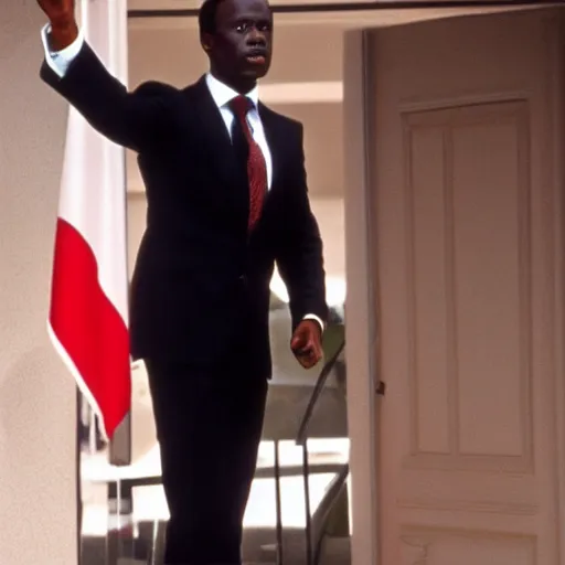 Image similar to african Emmanuel Macron in American Psycho (1999)