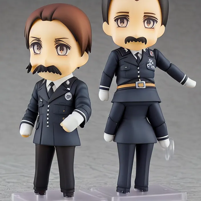 Image similar to An anime Nendoroid of Adolf Hitler with his adolf hitler moustache, figurine, detailed product photo