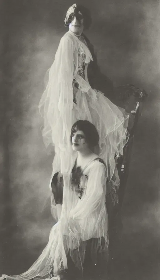 Prompt: 1922 spirit photography of a beautiful Victorian ghost in a corset