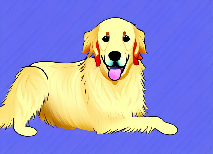 Prompt: golden retriever, white background, cartoon, high detail