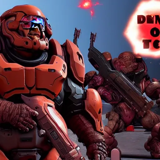 Image similar to Danny DeVito Doom Slayer