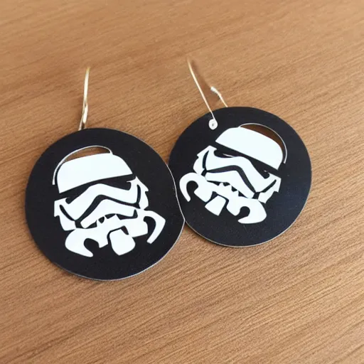 Prompt: segmented 2d laser cut earrings, star wars rebel logo