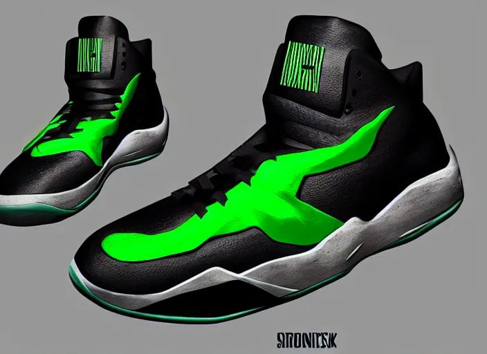 Image similar to basketball sneakers concept of hulking, trending on artstation, smooth, sharp focus