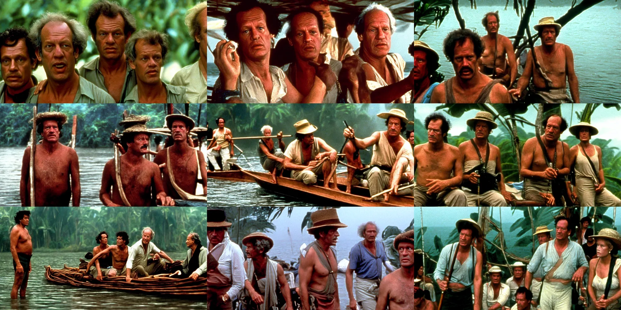 Prompt: lost scene from movie fitzcarraldo, by werner herzog