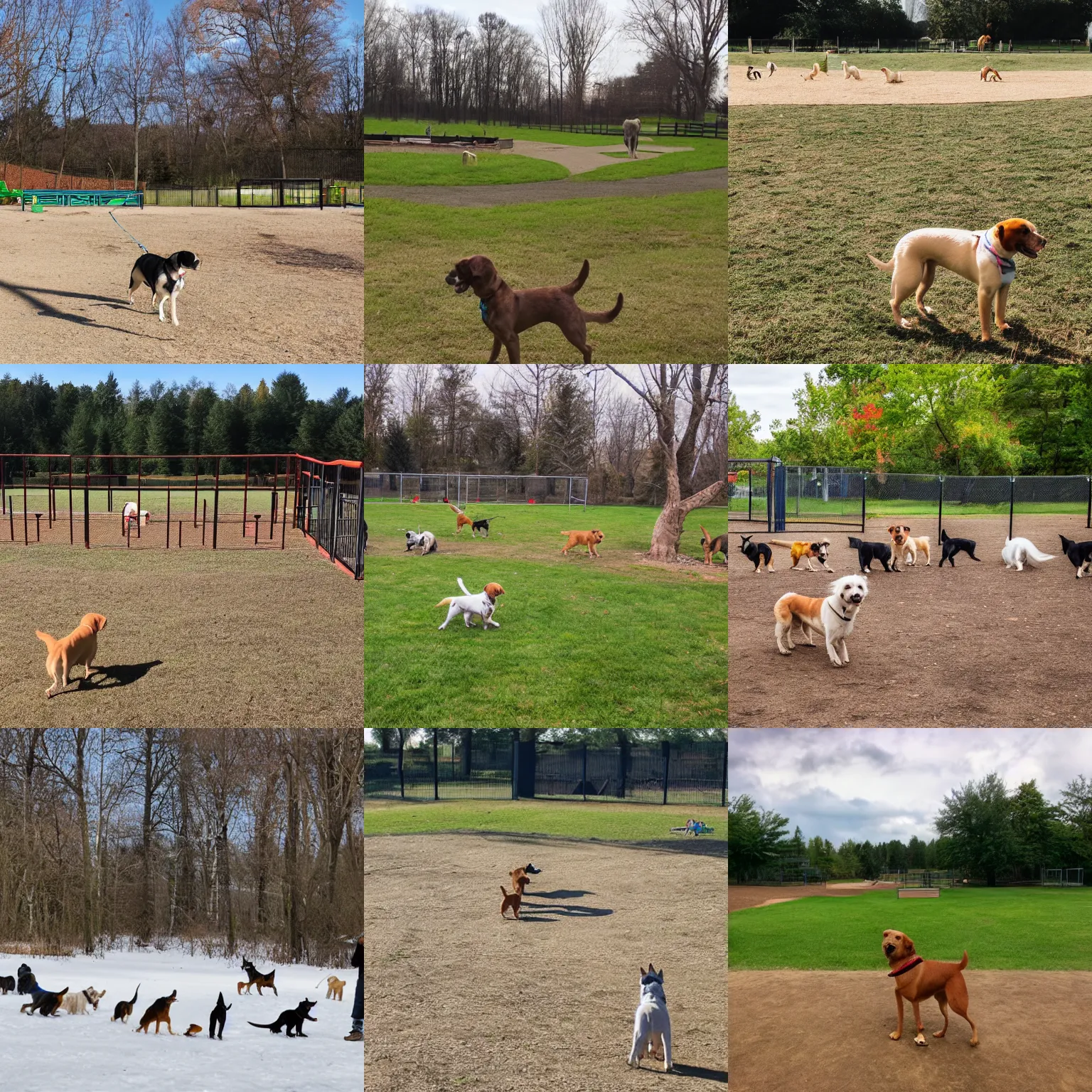 Prompt: the dog park as seen by a dog