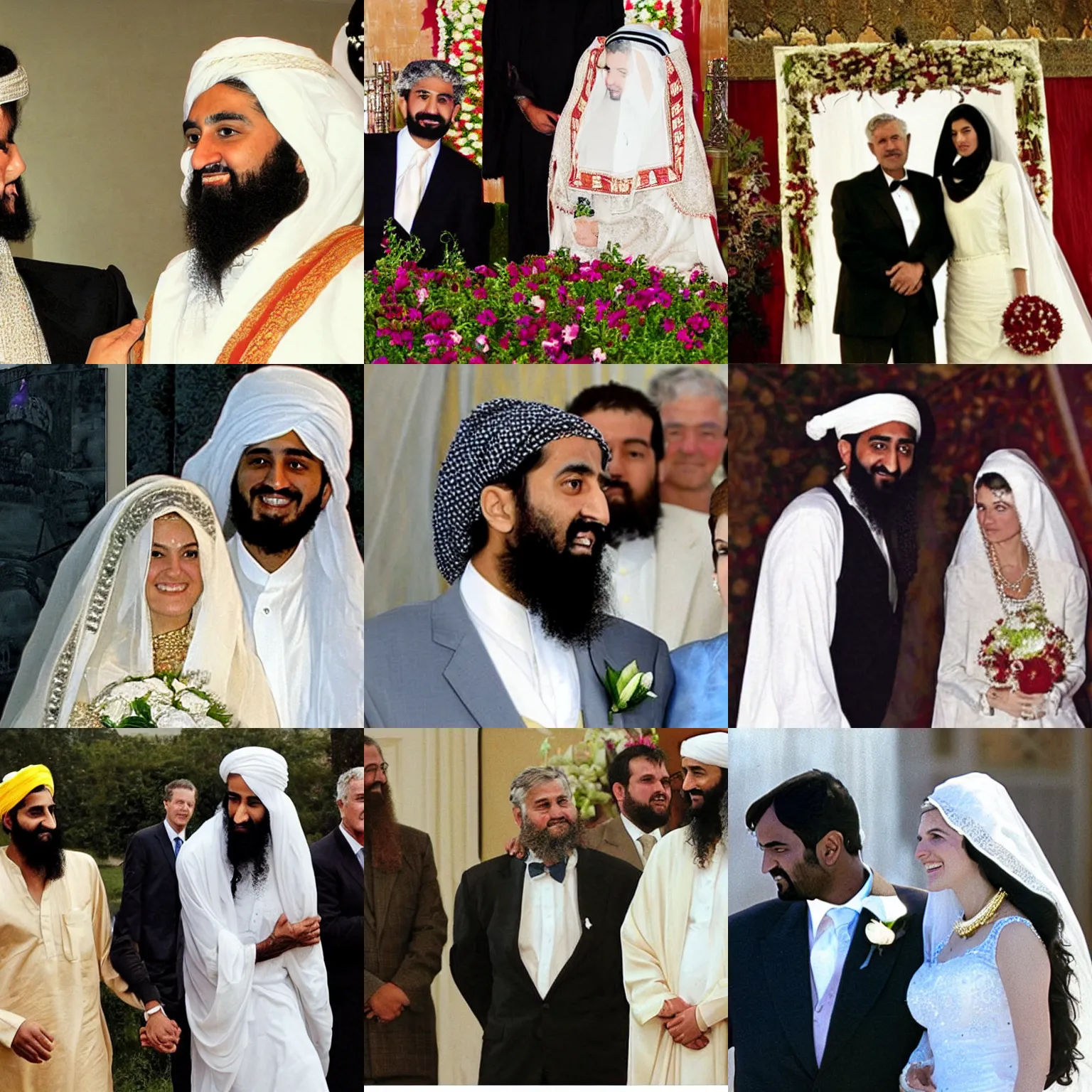 Prompt: bin laden getting married to George bush