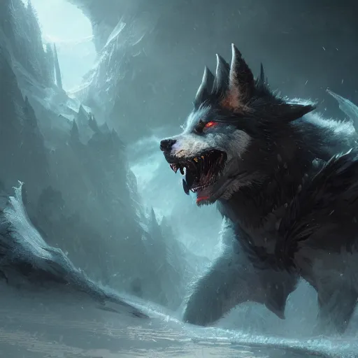 Prompt: fenrir digital art in the style of greg rutkowski and craig mullins, 4 k