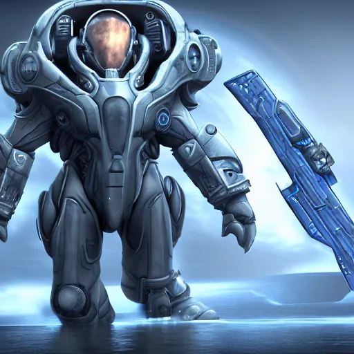 Image similar to detailed game cinematic cg of elon musk as a starcraft 2 marine, 3 d rendering, 4 k, full body