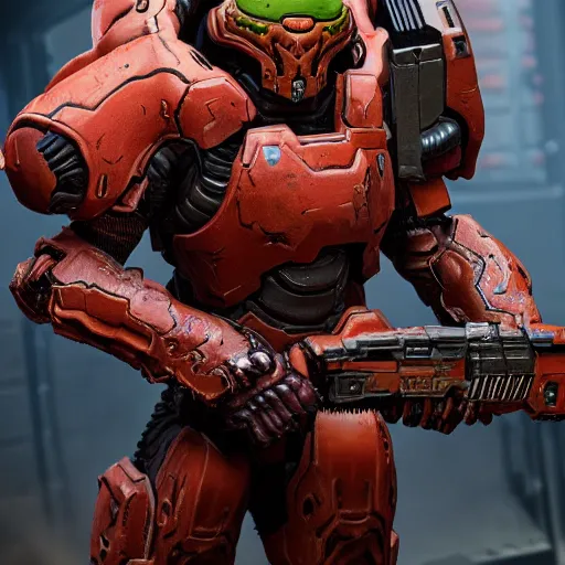 Image similar to doom slayer from doom eternal, photography