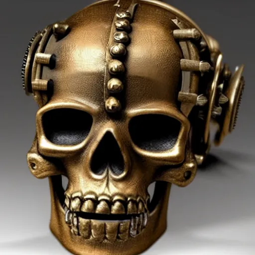 Prompt: A steampunk skull