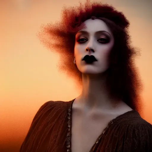 Prompt: photographic portrait of a stunningly beautiful goth renaissance female in soft dreamy light at sunset, contemporary fashion shoot, by edward robert hughes, annie leibovitz and steve mccurry, david lazar, jimmy nelsson, breathtaking, 8 k resolution, extremely detailed, beautiful, establishing shot, artistic, hyperrealistic, beautiful face, octane render