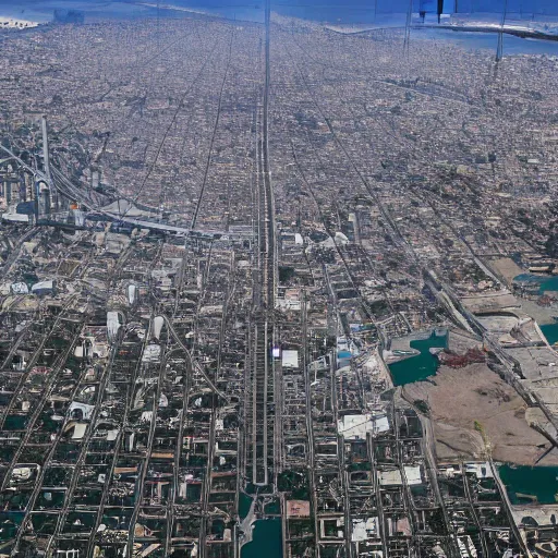 Prompt: aerial shot of San Francisco in the year 2050