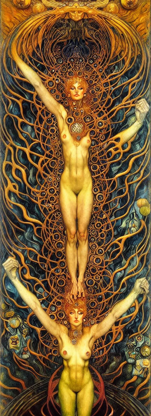 Image similar to Divine Chaos Engine by Karol Bak, Jean Delville, William Blake, Gustav Klimt, and Vincent Van Gogh, symbolist, visionary