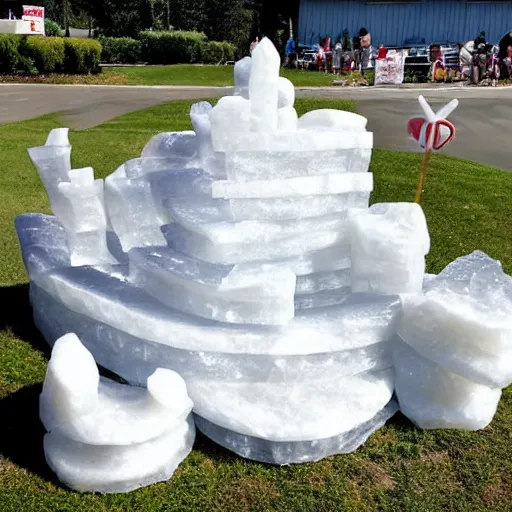 Prompt: hamburger ice sculpture