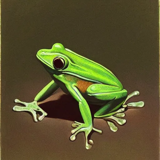 Image similar to The best painting of a frog of all time, by Grant Wood