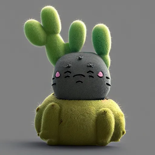 Image similar to cactus, plush, Totoro, soft render, dreamlike, pastel Ilya Kuvshinov