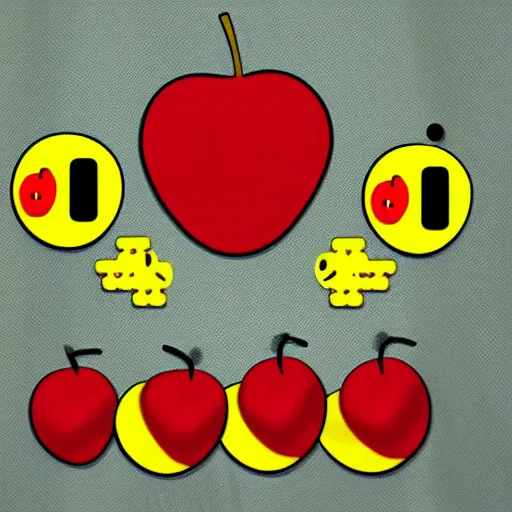 Prompt: pacman on speed eating a cherry